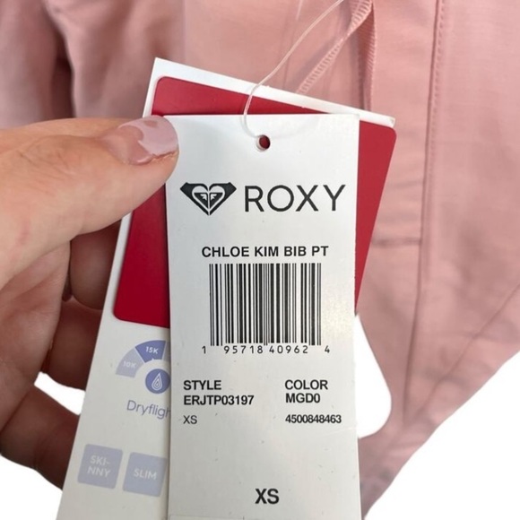 NWT Roxy Chloe Kim Insulated Waterproof Ski Snowboard Bib Pants Rose Pink Sz XS - Picture 4 of 13